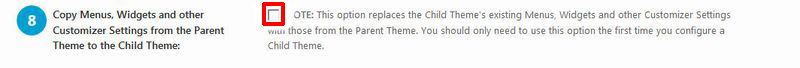 Copy Menus, Widgets and other Customizer Settings from the Parent Theme to the Child Theme