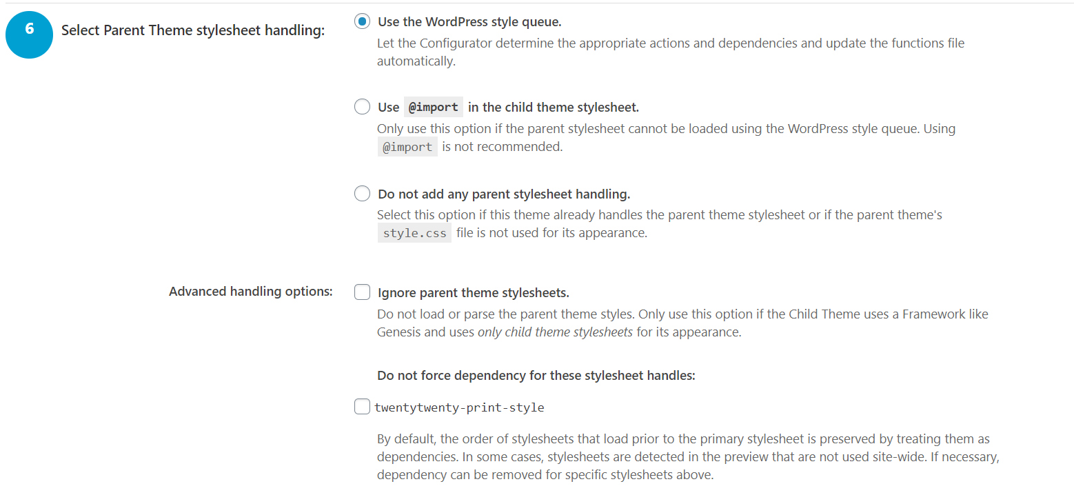 Select Parent Theme stylesheet handling