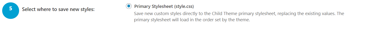 子テーマで使用するスタイルシート(CSSデザイン装飾を行うファイル)を設定